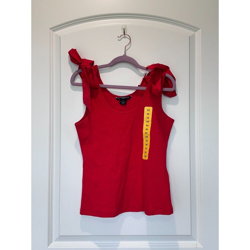 NWT French Connection Bow Tank Top Ribbed Red Size Medium